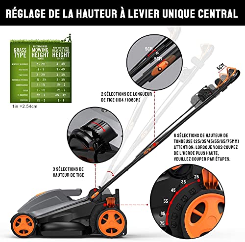 Cortacesped-Electrico-1600W-Cortacesped-Ajuste-Sin-Herramientas-37cm-Ancho-Corte-6-Alturas-Corte-25-75-mm-3-Alturas-Mango-Mango-Telescopico-38L-Colector-con-Indicador