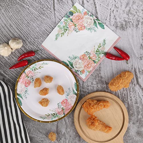 Pandecor Floral Birthday Themed Party Disposable Plates And Napkins Party Supplies Set,Serve Up To 24 Guests,Cake Dessert Plates And Napkins For Kid's Birthday Party And Baby Shower (Floral) #TOP3