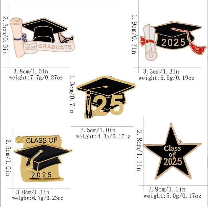 Image of coadipress 4Pcs Cute Graduation Cap Brooches For Women Diploma School Graduate Enamel Lapel Pin Graduation Season Accessories For Party Supplies And High School Graduation Caps