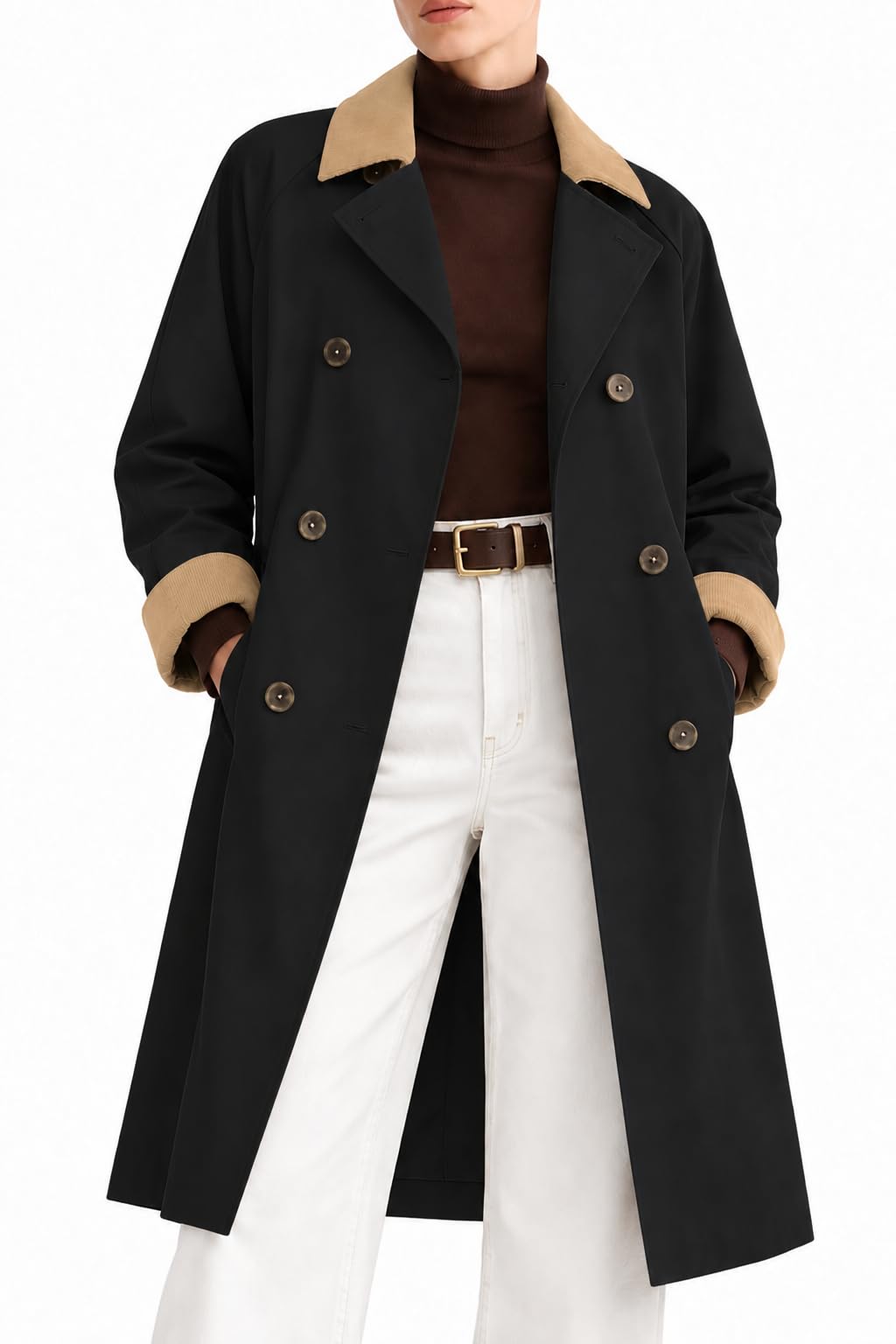 Women's Waterproof Trench Coat Spring Fall Barn Jacket Black XL
