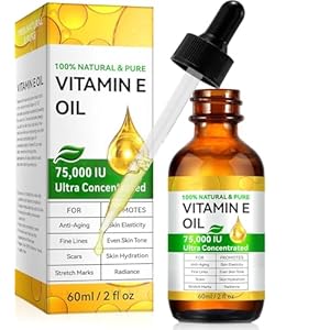 Pure Vitamin E Oil for Skin & Hair – 100% Natural Organic Vitamin E Oil, Moisturizes, Nourishes & Protects Face, Body, Helps Improve the Look of Scars & Stretch Marks – Non-Greasy, Easy to Absorb