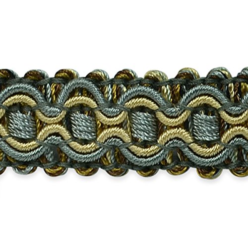 Trims By The Yard Gabrielle Decorative Braid Slate/Chocolate | (5 Yard Cut) Trim #TOP17