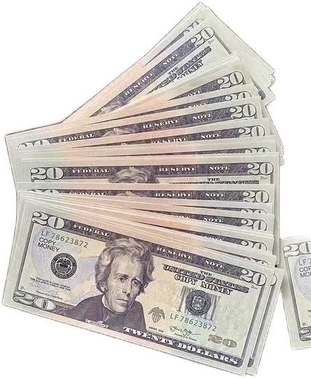SNQ Prop Mone y 2000 Dollar Bills Realistic, Copy Mone y Full Print 2 Sides Imitation, Fake Dollar Pranks for Movies,TV, Music Videos