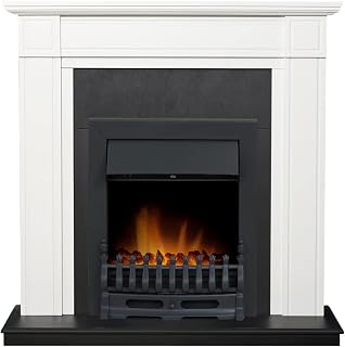 Adam Georgian Fireplace Suite in Pure White with Blenheim Electric Fire in Black, 39 Inch