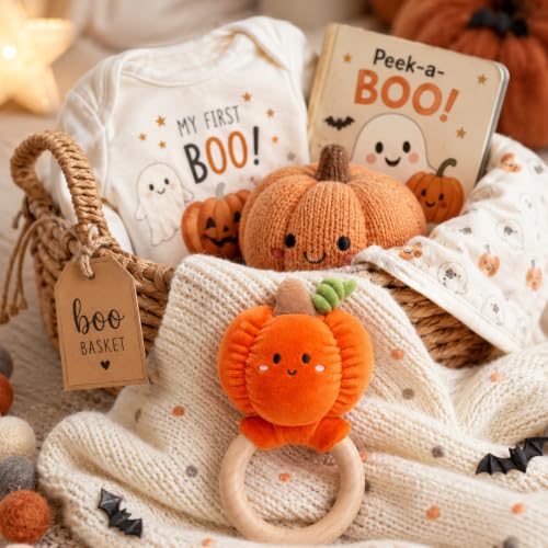Image of Pearhead Halloween Pumpkin Wooden Baby Teether
