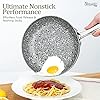 MICHELANGELO 8 Inch Frying Pan with Lid, Ultra Nonstick Small Fry Pan with Granite Interior, Granite Stone Skillet 8 Inch Nonstick, Egg Pans for Cooking, Oven Safe, Induction Compatible