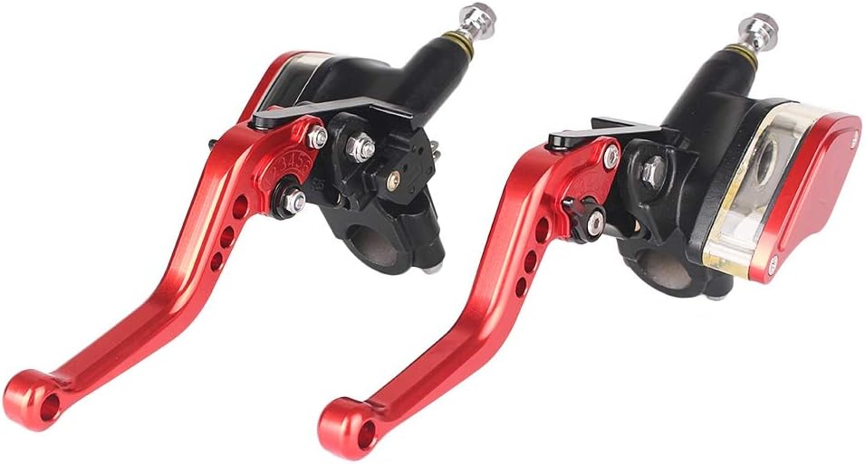 SIKUAI 7/8" 22mm CNC Handlebar Clutch Levers Brake Master Cylinder Reservoir Red For Universal Classic/Street/Dirt Bike Scooter Motorbike