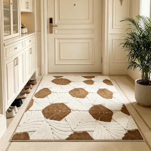 UKELER Entrance Mat 3'x5', Geometric Boho Indoor Doormat for Porch, Leaves