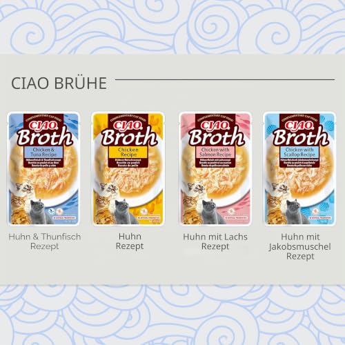 INABA Ciao Broth Katzenfutter Nass 88% Feuchtigkeit und Vitamin E, Premium Katzensuppe mit Huhn 40 g (2er Pack), 100% natürliches Fleisch… – Ansicht 3