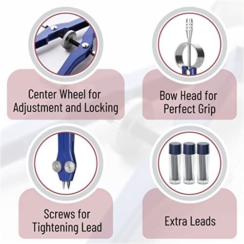 image for Mr. Pen- Professional Compass with Lock and Free Life TIME Lead Replac