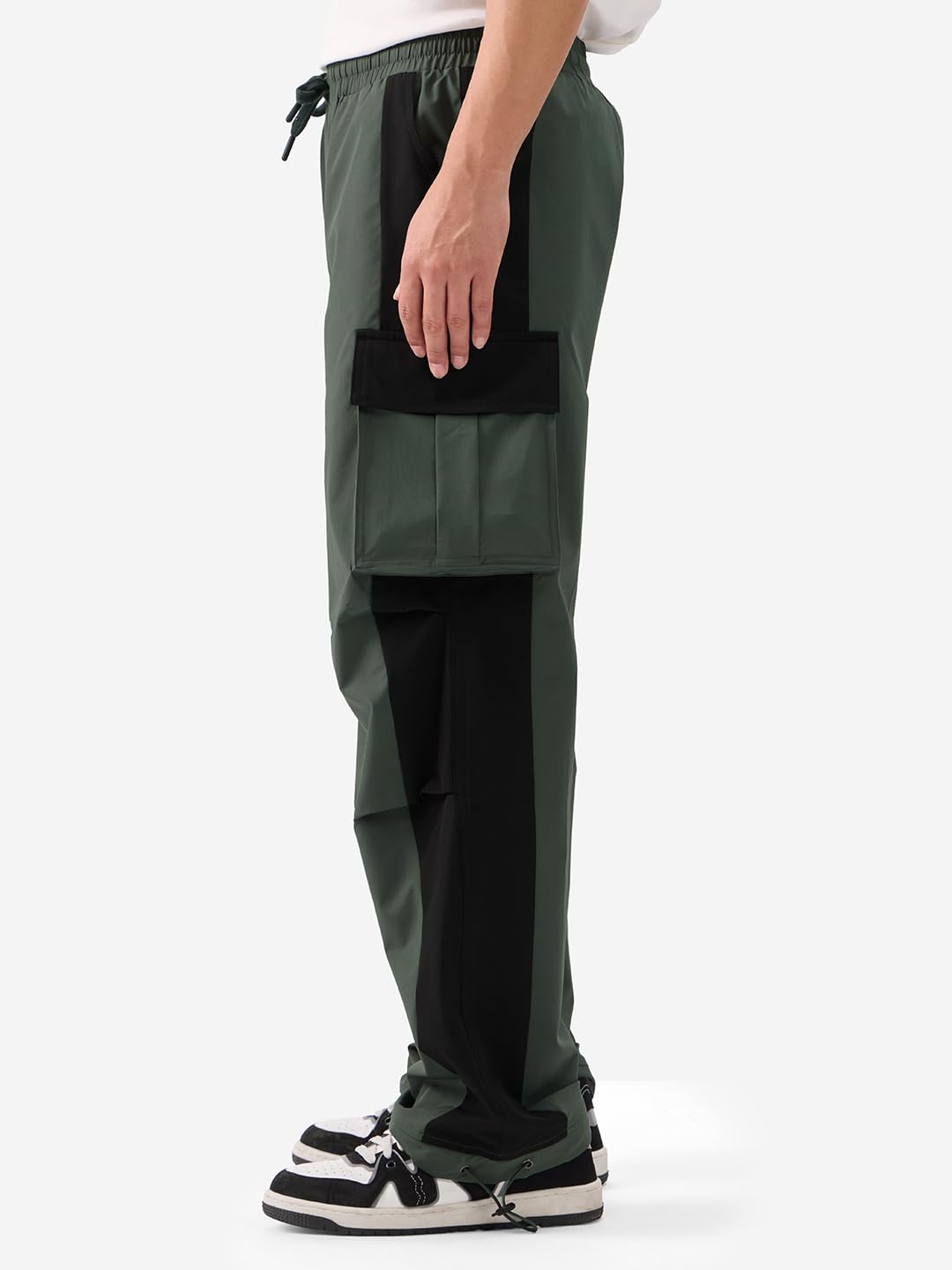 The Souled Store Pantalones de paracaídas: Riveria - Pantalones de paracaídas elásticos para hombre y niño con cierre de pierna de algodón