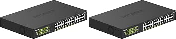 NETGEAR 24 Port PoE Switch Unmanaged 24 Port PoE Gigabit Switch with 16-PoE+ Ports 190W, Desktop or Rackmount GS324P Pack of 2
