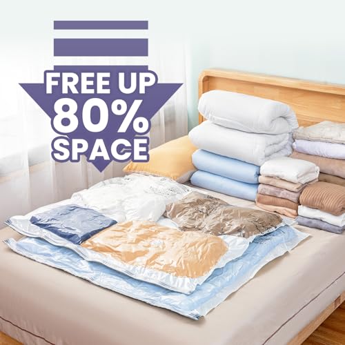 Image of TAILI Vacuum Storage Bags 6 Pack, XXL Jumbo Size 47x39 Inch, Cream | XXL Large Vacuum Seal Bags for Clothing, Huge Space for Bedding, Comforters, Pillows, Toy, Save More Closet Space