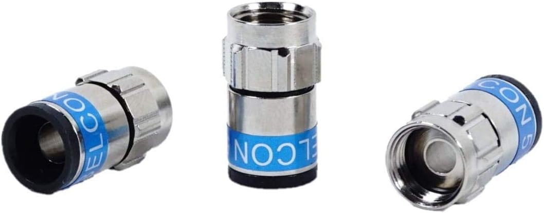 CabelconF-6-TD 5.1TI Self Install Nitin with Integrated O-Ring (Waterproof) F-Connector Blue RG6 / 7 mm Silver/Blue Pack of 50