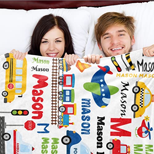 Image of Custom Blanket with Name for Boys Personalized Name Blanket City Transport