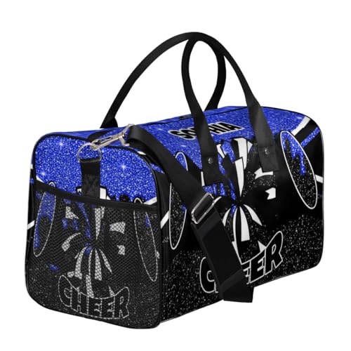 Personalized Cheer Bags for Cheerleaders Custom Sport Duffel Bag Gym Bag Travel Duffle Bag Overnight Weekender Bag with Name Dark Blue Glitter Drops3