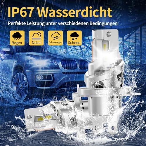 LUDUN H4 Halogen Auto Lampe 12V 60W – Extra Helle H4 Scheinwerferlampe mit Zulassung & E-Prüfzeichen – 5500K Weißes Licht für maximale Sichtbarkeit bei Nacht – langlebige Birne, 2 Stück