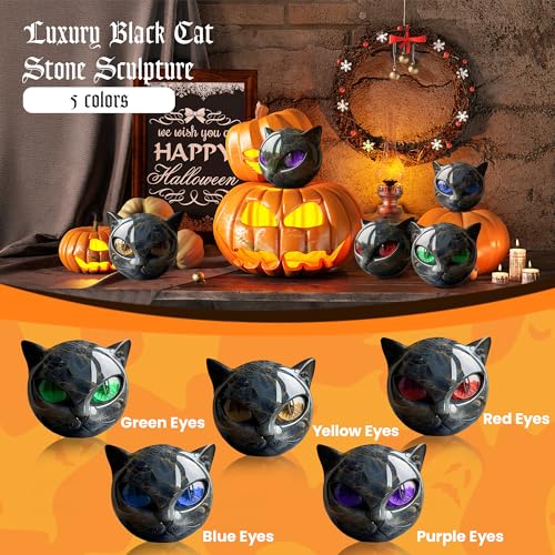 Escultura Gato Negro de Resina con Ojos Ámbar miniatura 2