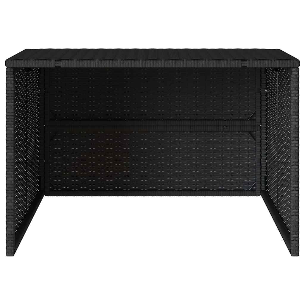 Garaje para robot cortacésped negro de poliratán con marco de acero recubierto de polvo, 86 x 90 x 52/57 cm, resistente a la intemperie y a los rayos UV, con funda protectora para