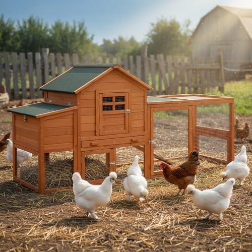 Large Wooden Chicken Coop for 4-6 Chickens
