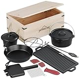 HOMELUX 12-teilig Dutch Oven Set in Holzkiste mit 4,5L Dutch Oven Topf...