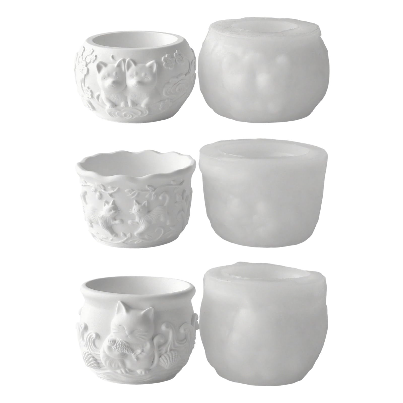 Molde de silicona para animales de compañía, herramienta artesanal reutilizable con patrones en relieve para decoraciones, molde para macetero de cemento y hormigón