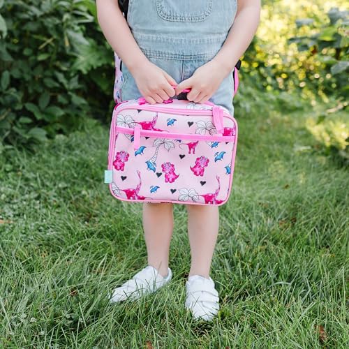 Image of Wildkin JumpOff Jo Insulated Lunch Box - Keeps Food Hot or Cold, BPA-Free with Mesh Pockets & Easy-Clean Lining - Ideal for School, Travel & Daycare - Pink Dino