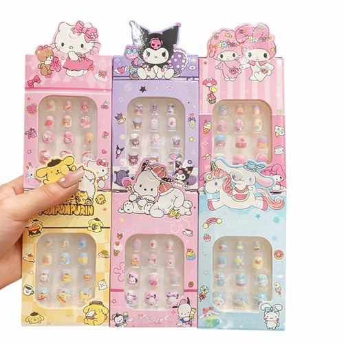 Image of Samyak Kids Nails Set, Girls Kanjak Navratri Gifts, Birthday Return Favour Press On Nails (Multicolor, Pack of 6)