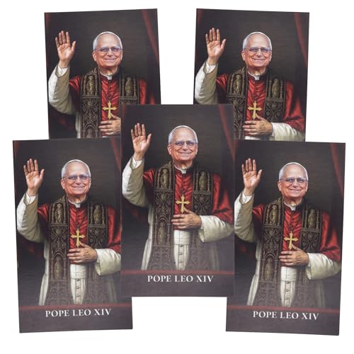 New Pope Leo XIV Holy Cards Catholic Prayer Card Set Religious Handouts 2 x 4 Inches (Pack of 5)