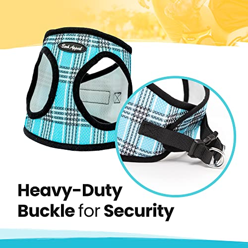 Bark Appeal Step-In Dog Harness, Mesh Step In Dog Vest Harness For Small & Medium Dogs, Non-Choking With Adjustable Heavy-Duty Buckle For Safe, Secure Fit – (Small, Blue Plaid) #TOP2