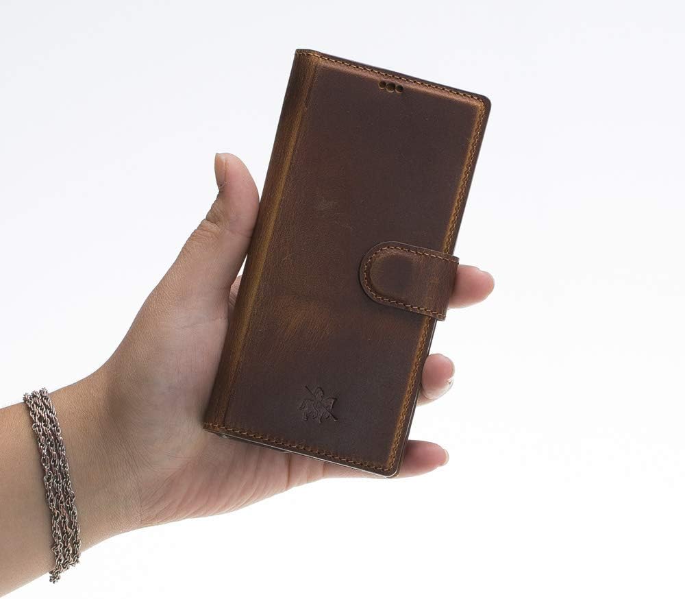Venito Florence Leather Wallet Phone Case Compatible with Samsung Galaxy Note 10 - Extra Secure with RFID Blocking - Detachable Phone Wallet - Antique Brown