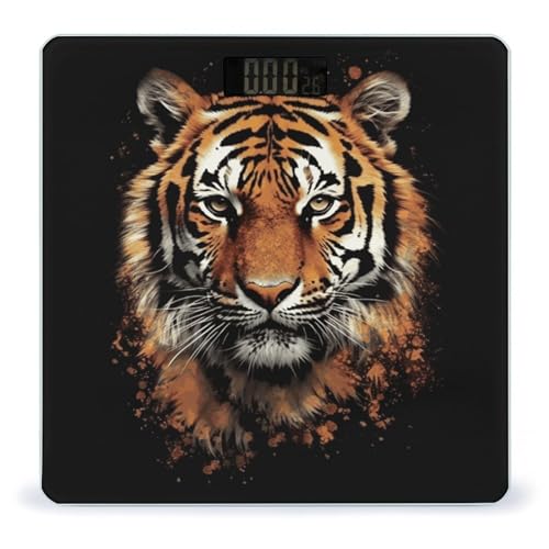 Báscula digital de vidrio templado con diseño Tiger Head miniatura 1