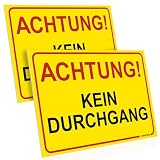 PRINTIMA 2x Schild 32x21 cm "Achtung! Kein Durchgang" aus PVC inkl. Montagematerial – gut sichtbares Warnschild für Innenbereich, Außenbereich, Baustelle, Betrieb & Lagerflächen