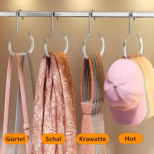 5 Stück Schalbügel, Rutschfester Gürtel Ring, Krawattenhalter, Groß Huthalter Schalhalter, Gebogener Schalbügel mit Wäsche Haken, Organizer Halter für Schals, Krawatten, Gürtel, Taschen