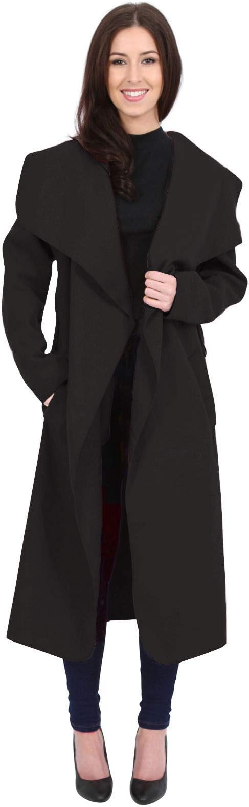 MUGHNIOMinni Rossa ยฎ Women Italian Design Long Sleeve Ladies Belted Trench Waterfall Coat Long Jacket 8-22