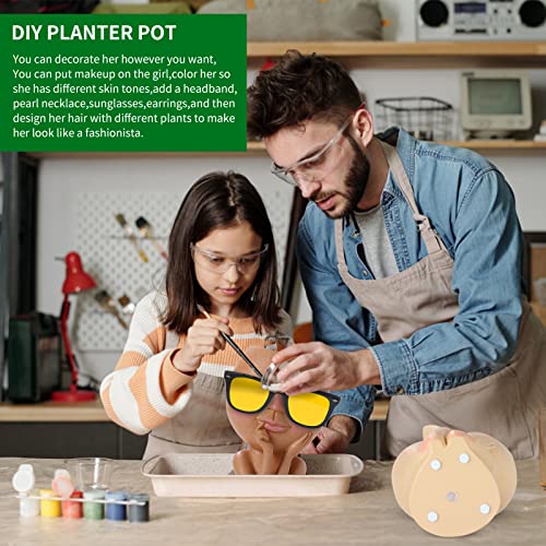 Aofeite Girl Face Plant Pots Head Indoor/Outdoor With Drainage Holes，7In Succulent Pots Head Planter- Resin Plants Live Houseplants Flower Pots Potheads Planters With Set 4 Gardening Tools #TOP2