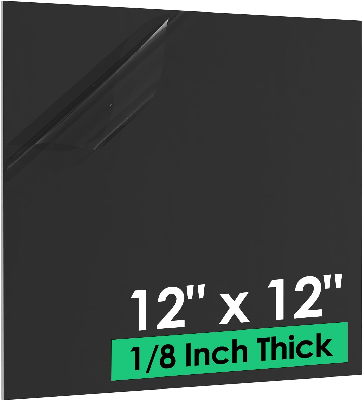 ABS Plastic Sheet 1/8 Inch Thick - 12" x 12", Black Rigid Thermoplastic Board, Dual-Surface (Textured & Smooth) for Signs, Crafts, DIY Projects (Pack of 1)