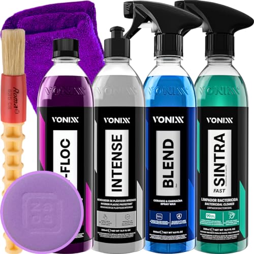 Kit Lavagem Automotiva Carro Moto V-Floc Blend Spray Sintra Fast Intense Pano Aplicador Pincel