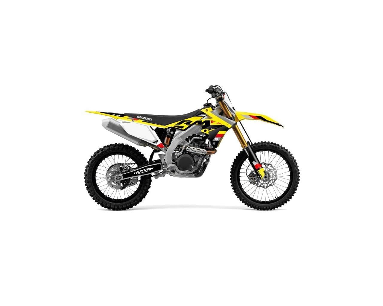 Kit déco moto Suzuki 450 RMZ noir rénovation carénage rayé stickers robustes