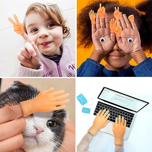 RAFIYU mini hände Fingerpuppen，14 Stück kleine Hände，tiny Hands，Hände Fingerpuppe Set, Gummi Fingerpuppen，Linke und Rechte Hand，Finger Puppets Streichspielzeug für Haustier，Katzen, Kinder，Spiele Party
