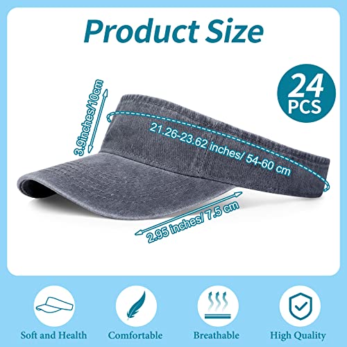 24 Pieces Sun Visor Hats Bulk Sport Sun Adjustable Visor Hats Athletic Visor Hat Cotton Ball Caps Empty Top Baseball Sun Hat For Men Women #TOP1
