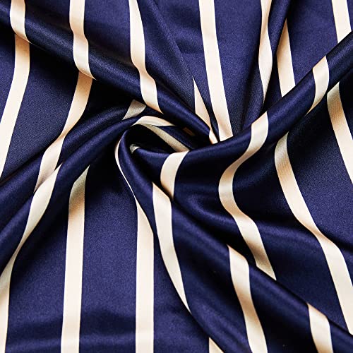 Lonxu Pajamas Set Mens Silk Satin Pajamas Long Sleeve Loungewear Two-Piece Sleepwear Button-Down Pj Set S-Xxxxl (Navy Blue, 2Xl) #TOP3