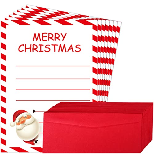 Papier à lettres de Noël et enveloppes autocollantes #10 pour chèques et vœux de fêtes