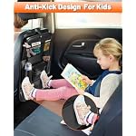 2 Pack Leather Car Backseat Organizer with Foldable Table Tray - Image 2