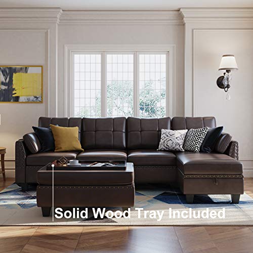 image for HONBAY Faux Leather Sectional Sofa Couch Set L Shaped Couch Sofa Set f