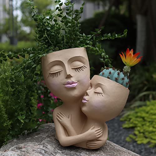 Dolkgy Face Planters Pots Head Vase, Head Planter For Indoor Outdoor Plants, Unique Flower Pots With Faces Creative Lady Heads Office Flower Vase, Cute Women Head Pot For For Home Succulents Cactus #TOP1
