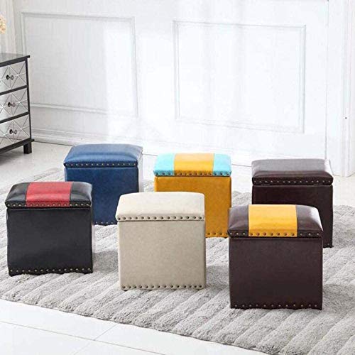 Tabouret de maison moderne pouf de rangement carré n° 3 - 7