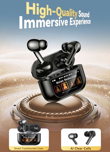 Image of Wireless Earbuds, Smart Touchscreen Ear Buds, ANC Headphones, Bluetooth 5.4