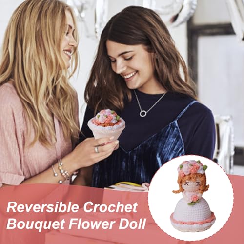 Ramo de flores de ganchillo, muñeca de punto reversible hecha a mano 7