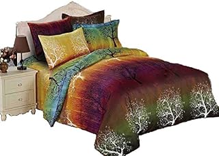 Swanson Beddings Rainbow Tree 3pc Duvet Bedding Set: Duvet Cover and Two Pillow